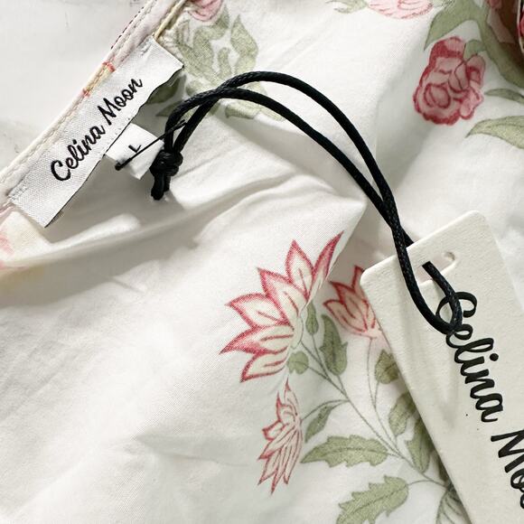 Celina Moon X Anthro Women’s Size Large Boho Floral Ruffle Cotton Maxi Dress NEW - Picture 12 of 16